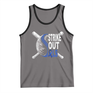 ALS Awareness Tank Top Blue Ribbon Baseball Strike Out ALS Support TS10 Deep Heather Black Print Your Wear