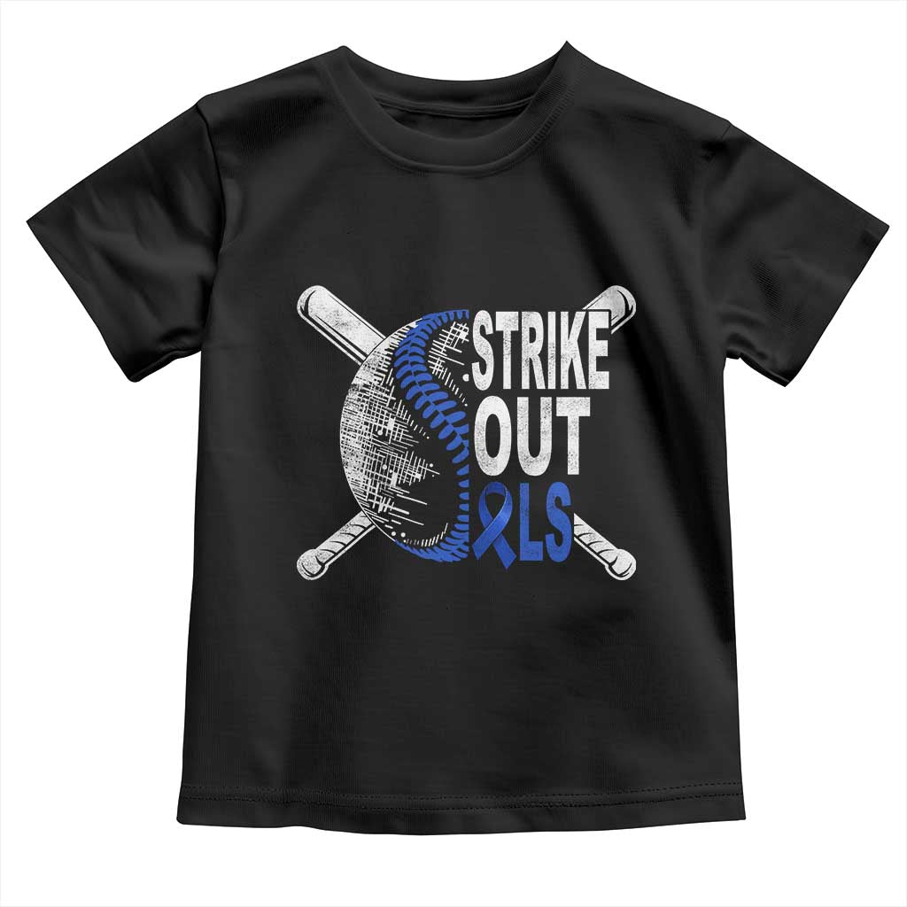 ALS Awareness Toddler T Shirt Blue Ribbon Baseball Strike Out ALS Support TS10 Black Print Your Wear