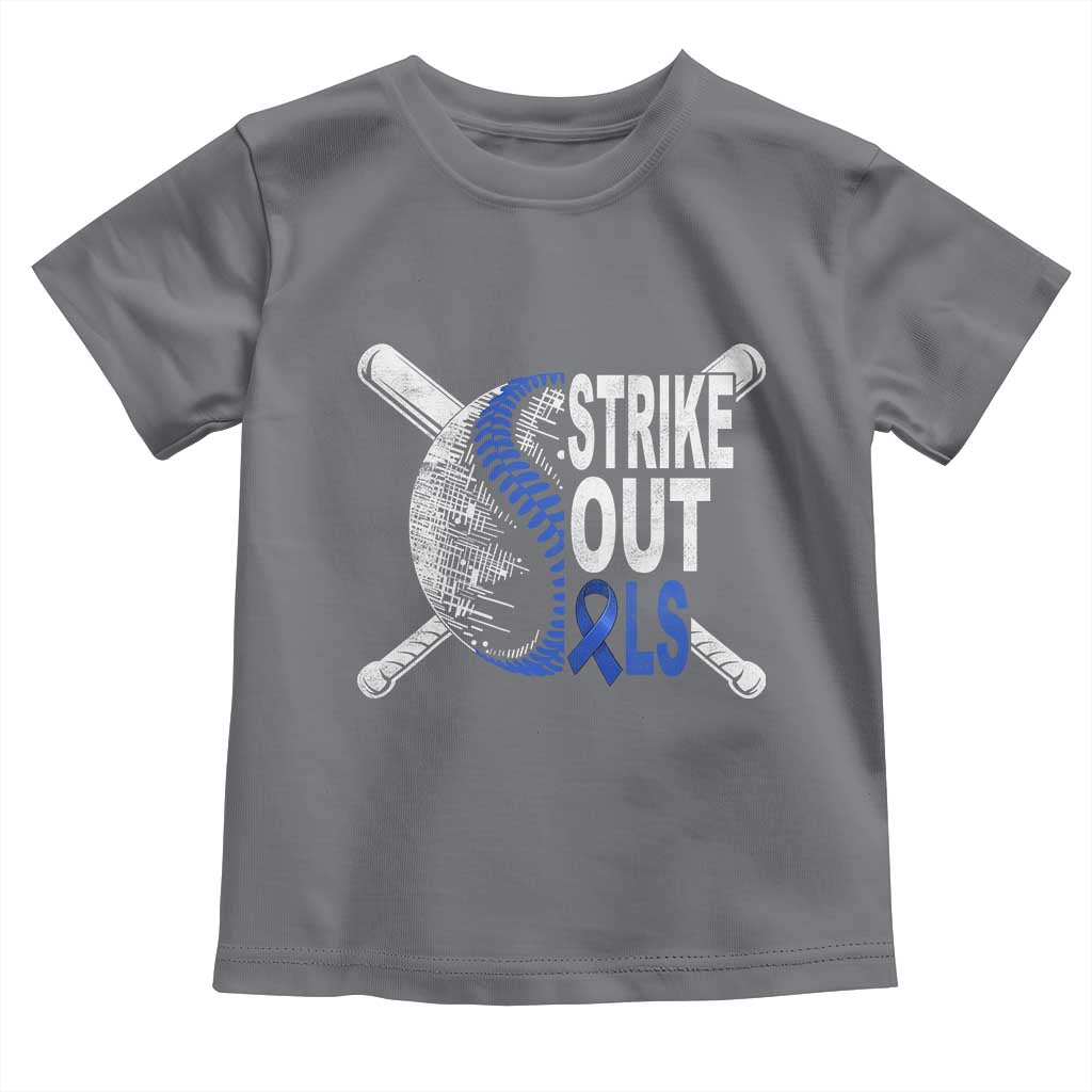 ALS Awareness Toddler T Shirt Blue Ribbon Baseball Strike Out ALS Support TS10 Charcoal Print Your Wear