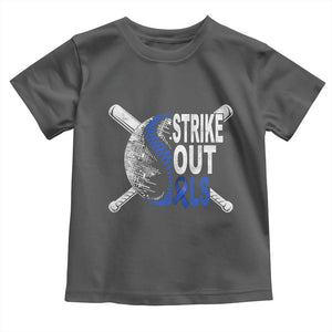 ALS Awareness Toddler T Shirt Blue Ribbon Baseball Strike Out ALS Support TS10 Dark Heather Print Your Wear
