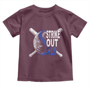 ALS Awareness Toddler T Shirt Blue Ribbon Baseball Strike Out ALS Support TS10 Maroon Print Your Wear
