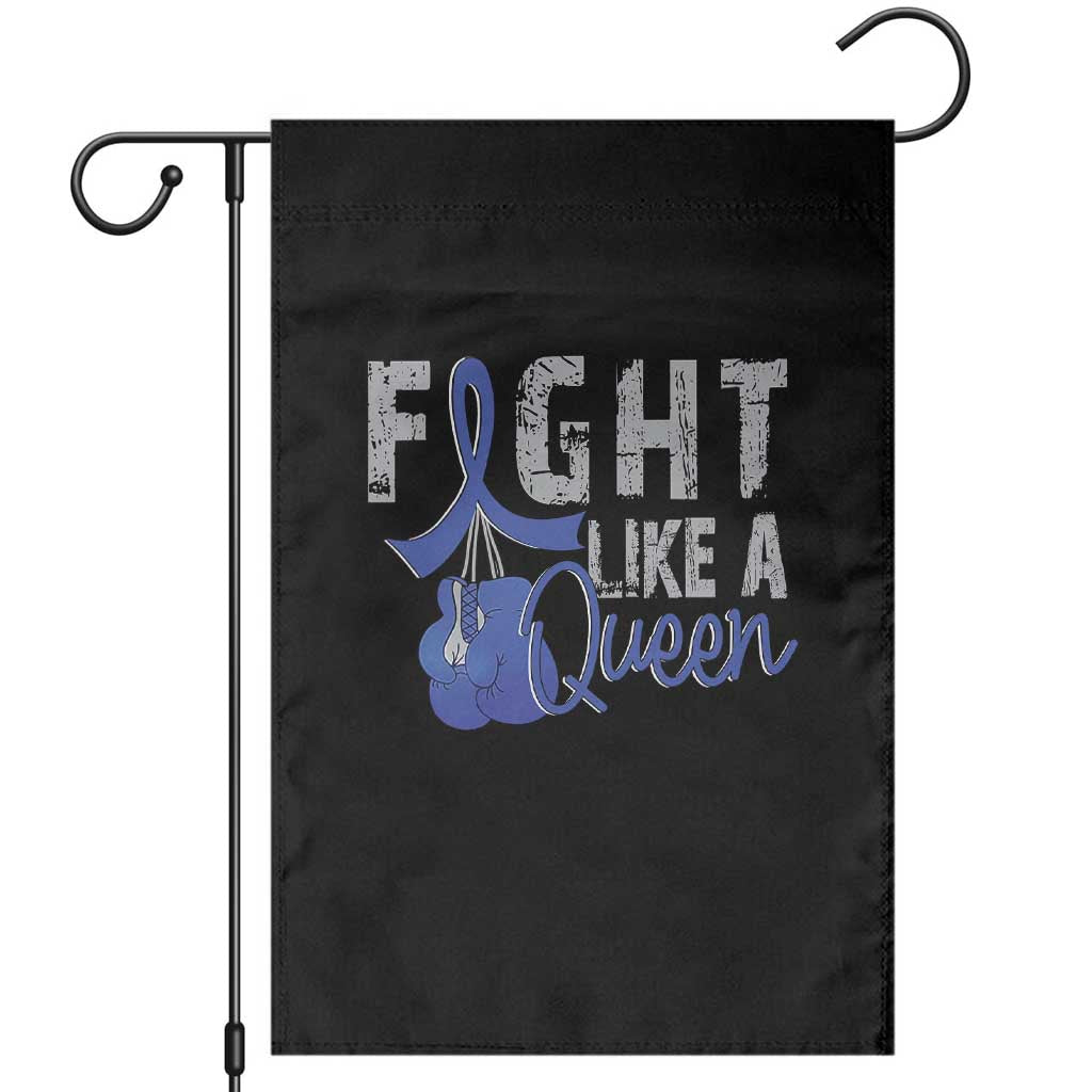 Fight Like A Queen Garden Flag Blue Ribbon Colon Cancer Awareness TS10 Black Print Your Wear