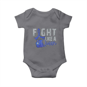 Fight Like A Queen Baby Onesie Blue Ribbon Colon Cancer Awareness TS10 Charcoal Print Your Wear
