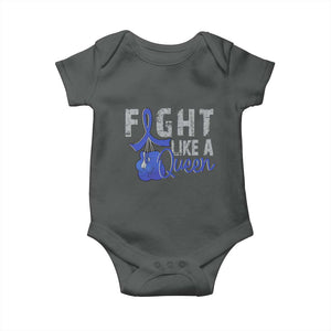 Fight Like A Queen Baby Onesie Blue Ribbon Colon Cancer Awareness TS10 Dark Heather Print Your Wear