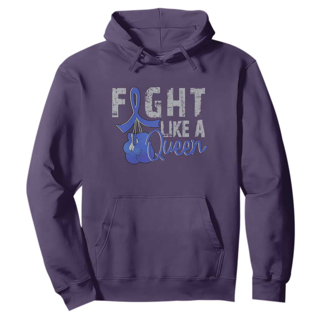 Fight Like A Queen Hoodie Blue Ribbon Colon Cancer Awareness TS10 Purple Print Your Wear
