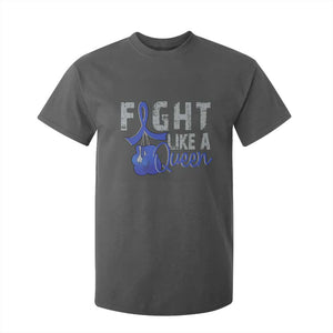 Fight Like A Queen T Shirt For Kid Blue Ribbon Colon Cancer Awareness TS10 Dark Heather Print Your Wear