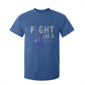 Fight Like A Queen T Shirt For Kid Blue Ribbon Colon Cancer Awareness TS10 Royal Blue Print Your Wear