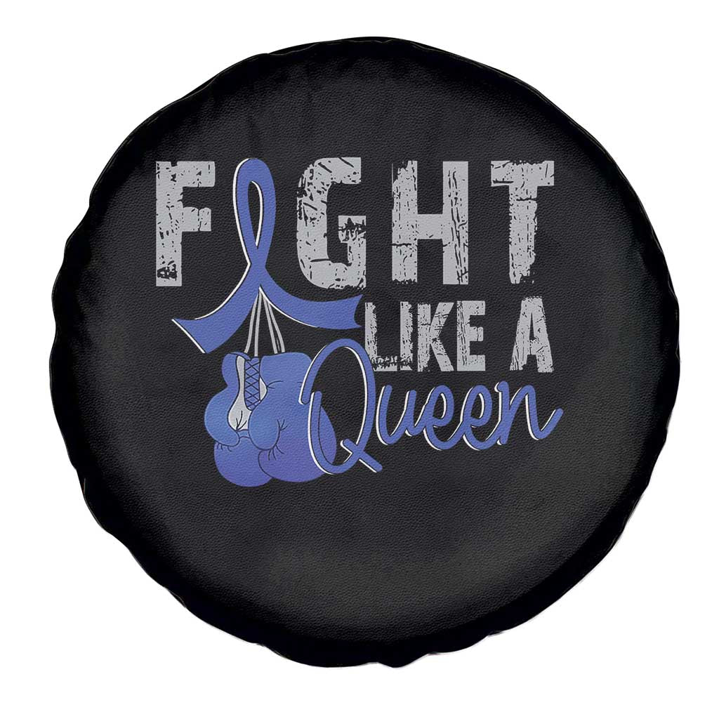 Fight Like A Queen Spare Tire Cover Blue Ribbon Colon Cancer Awareness TS10 Print Your Wear