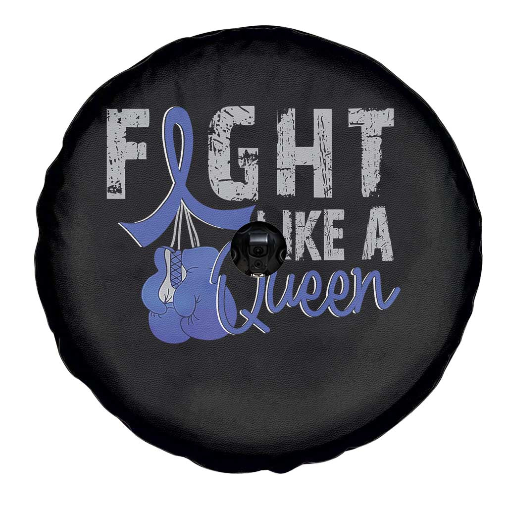 Fight Like A Queen Spare Tire Cover Blue Ribbon Colon Cancer Awareness TS10 Print Your Wear