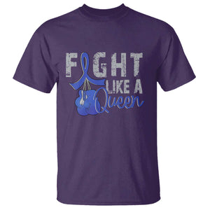 Fight Like A Queen T Shirt Blue Ribbon Colon Cancer Awareness TS10 Purple Print Your Wear