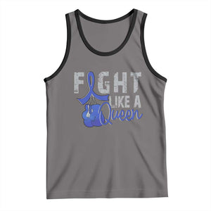 Fight Like A Queen Tank Top Blue Ribbon Colon Cancer Awareness TS10 Deep Heather Black Print Your Wear