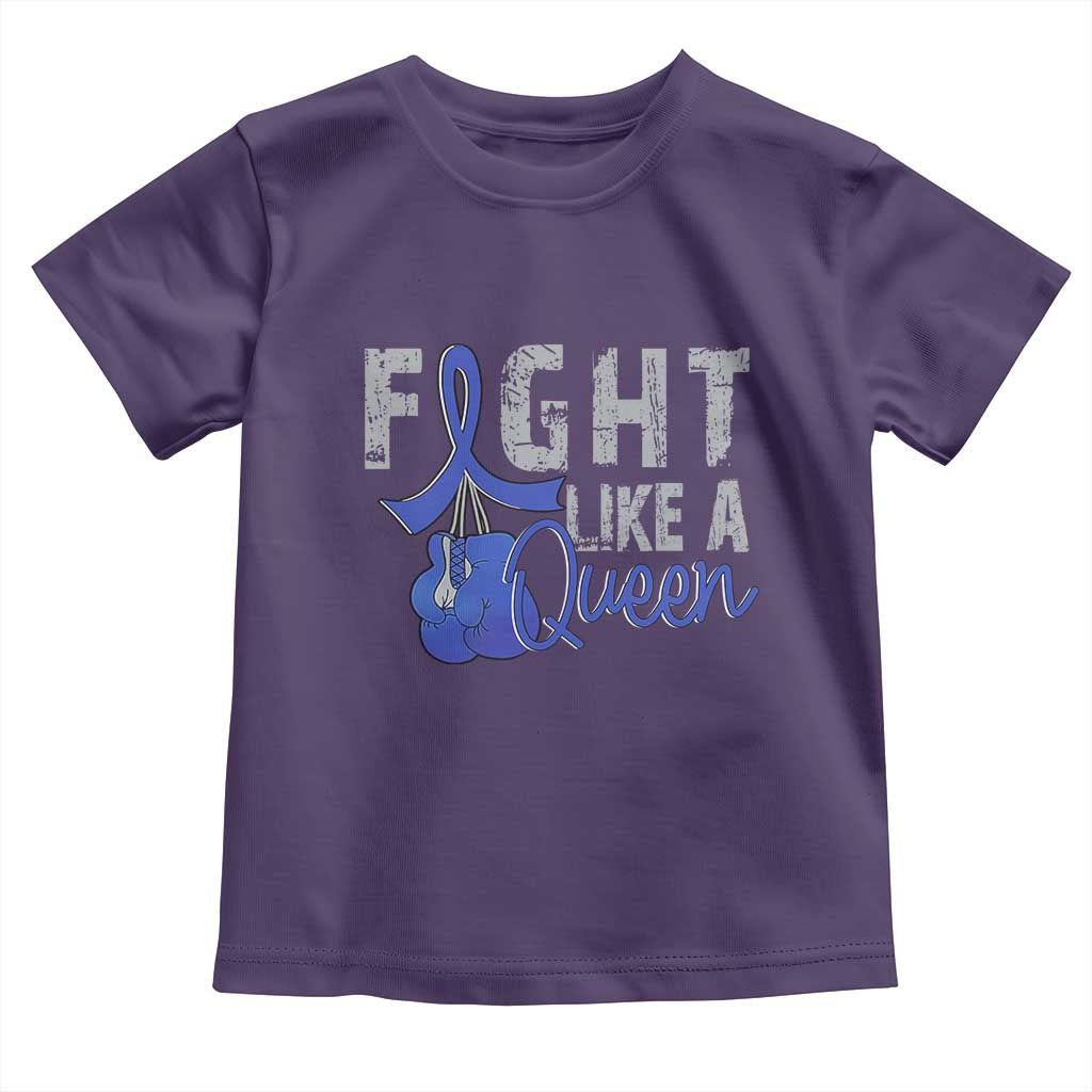 Fight Like A Queen Toddler T Shirt Blue Ribbon Colon Cancer Awareness TS10 Purple Print Your Wear