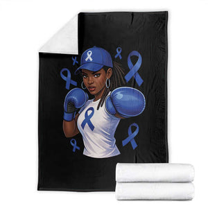 Black Women Fight Colon Cancer Blue Ribbon Throw Blanket African American Girls TS10 Black Print Your Wear