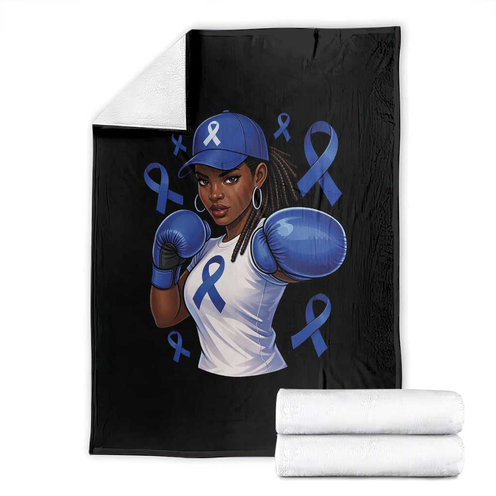Black Women Fight Colon Cancer Blue Ribbon Throw Blanket African American Girls TS10 Black Print Your Wear
