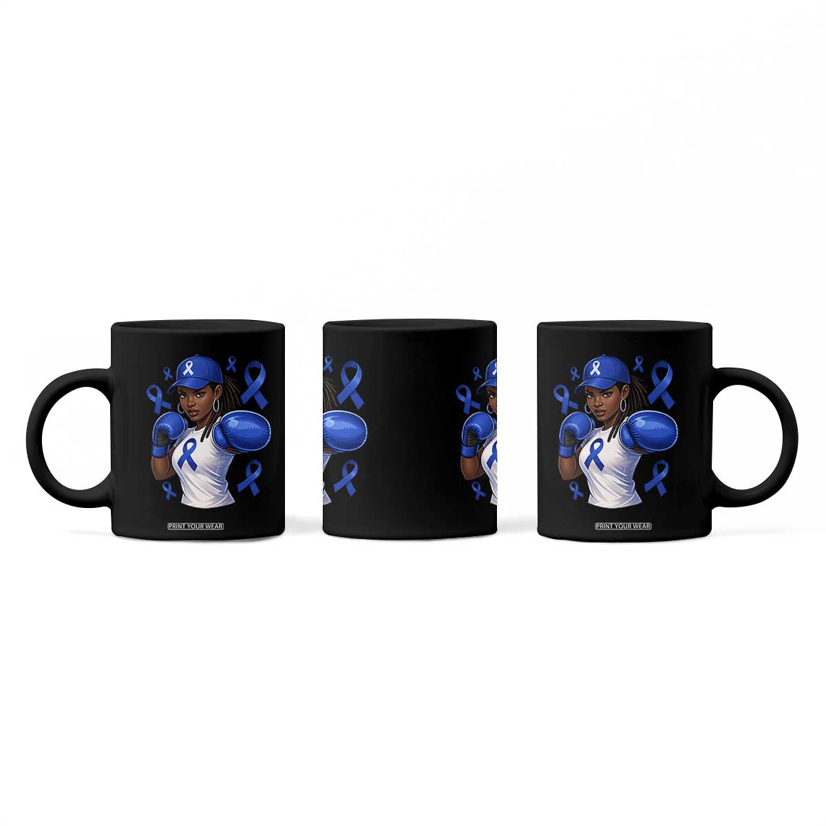 Black Women Fight Colon Cancer Blue Ribbon Coffee Mug African American Girls TS10 Print Your Wear
