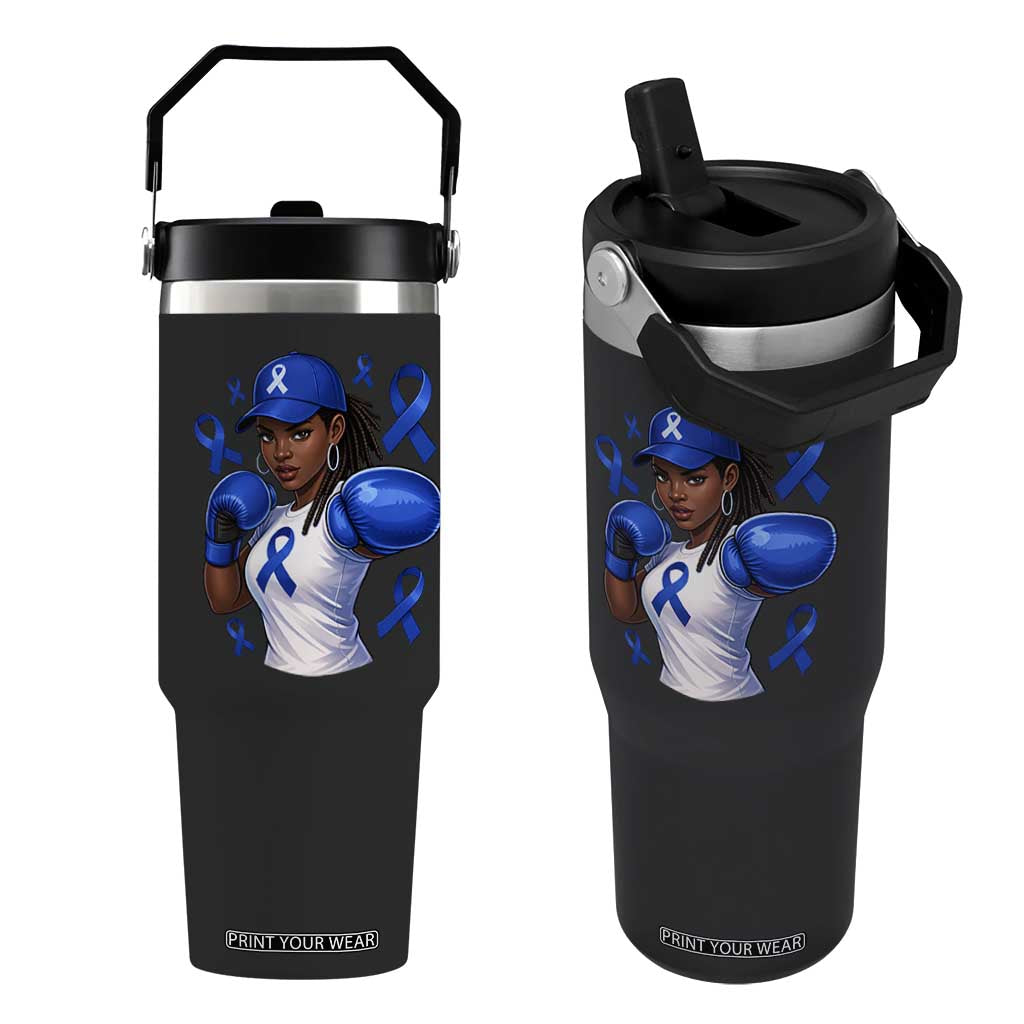 Black Women Fight Colon Cancer Blue Ribbon Flip Straw Tumbler African American Girls TS10 One Size: 30 oz Black Print Your Wear