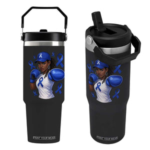 Black Women Fight Colon Cancer Blue Ribbon Flip Straw Tumbler African American Girls TS10 One Size: 30 oz Black Print Your Wear