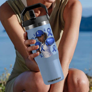 Black Women Fight Colon Cancer Blue Ribbon Flip Straw Tumbler African American Girls TS10 One Size: 30 oz Light Blue Print Your Wear