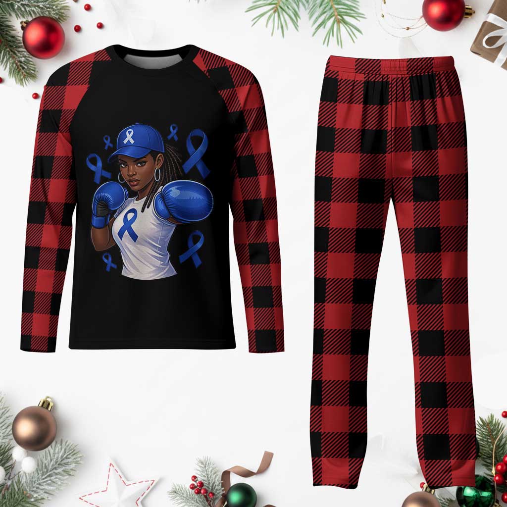 Black Women Fight Colon Cancer Blue Ribbon Plaid Pajama Set African American Girls TS10 Buffalo Plaid Print Your Wear