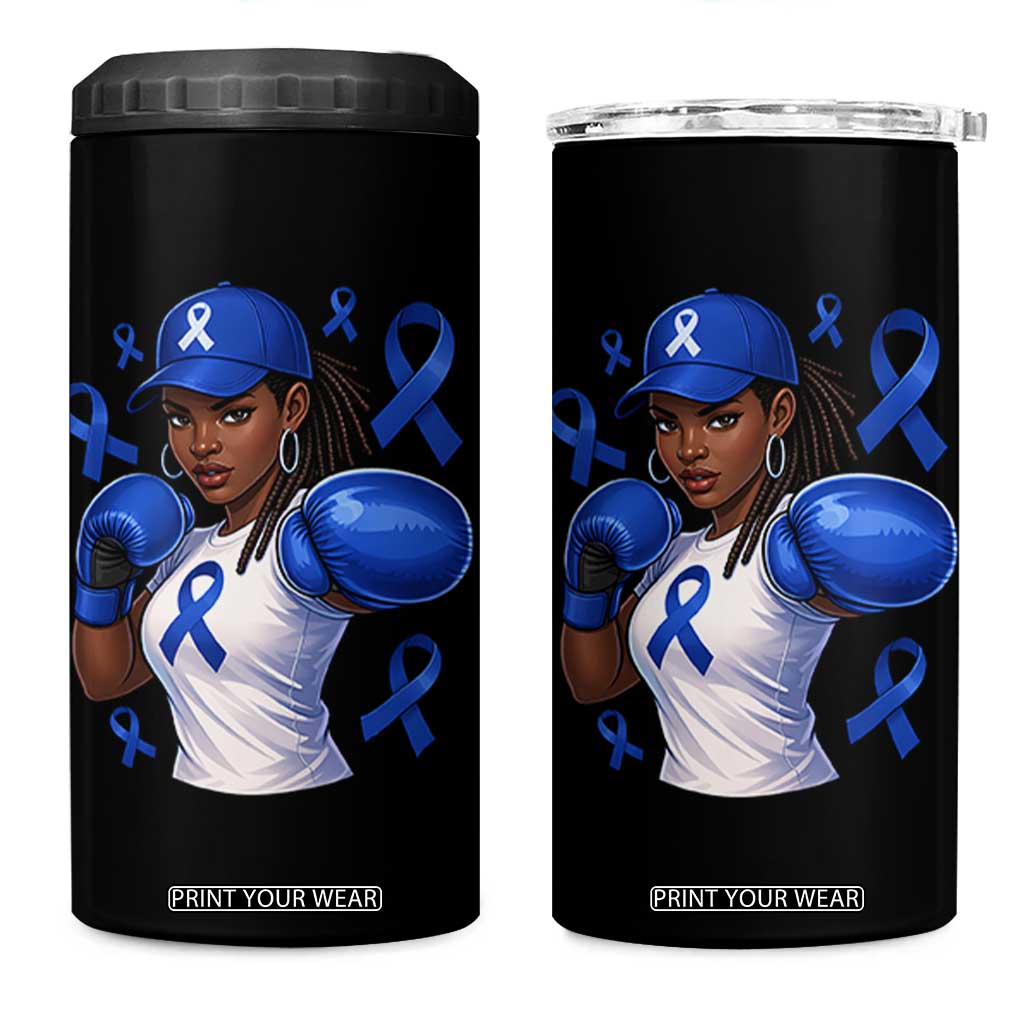 Black Women Fight Colon Cancer Blue Ribbon 4 in 1 Can Cooler Tumbler African American Girls TS10 One Size: 16 oz Black Print Your Wear