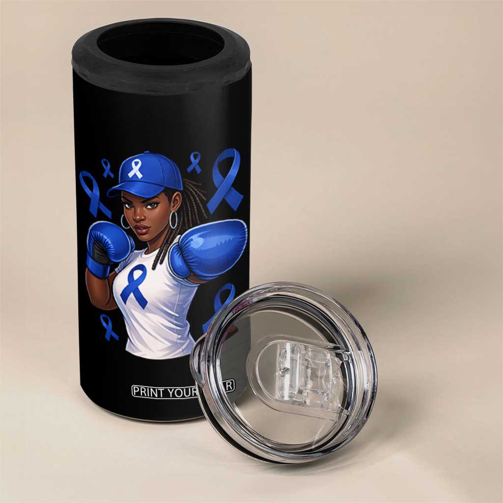 Black Women Fight Colon Cancer Blue Ribbon 4 in 1 Can Cooler Tumbler African American Girls TS10 Print Your Wear