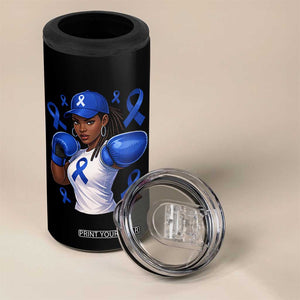 Black Women Fight Colon Cancer Blue Ribbon 4 in 1 Can Cooler Tumbler African American Girls TS10 Print Your Wear