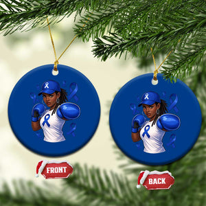 Black Women Fight Colon Cancer Blue Ribbon Ceramic Ornament African American Girls TS10 1pc Blue Print Your Wear