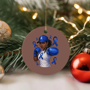 Black Women Fight Colon Cancer Blue Ribbon Ceramic Ornament African American Girls TS10 1pc Mocha Print Your Wear