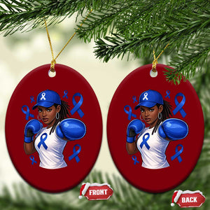 Black Women Fight Colon Cancer Blue Ribbon Ceramic Ornament African American Girls TS10 Print Your Wear