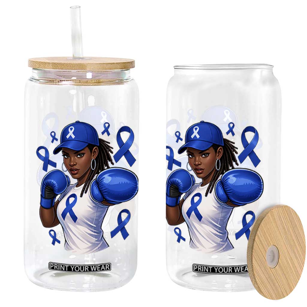 Black Women Fight Colon Cancer Blue Ribbon Glass Can African American Girls TS10 Print Your Wear