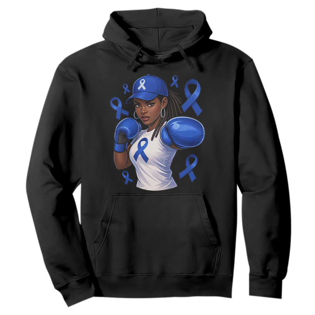 Black Women Fight Colon Cancer Blue Ribbon Hoodie African American Girls TS10 Black Print Your Wear