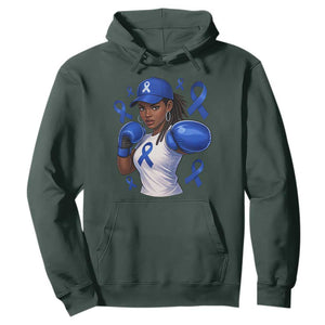 Black Women Fight Colon Cancer Blue Ribbon Hoodie African American Girls TS10 Dark Forest Green Print Your Wear