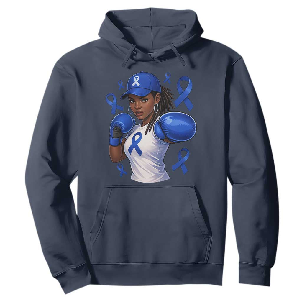 Black Women Fight Colon Cancer Blue Ribbon Hoodie African American Girls TS10 Navy Print Your Wear