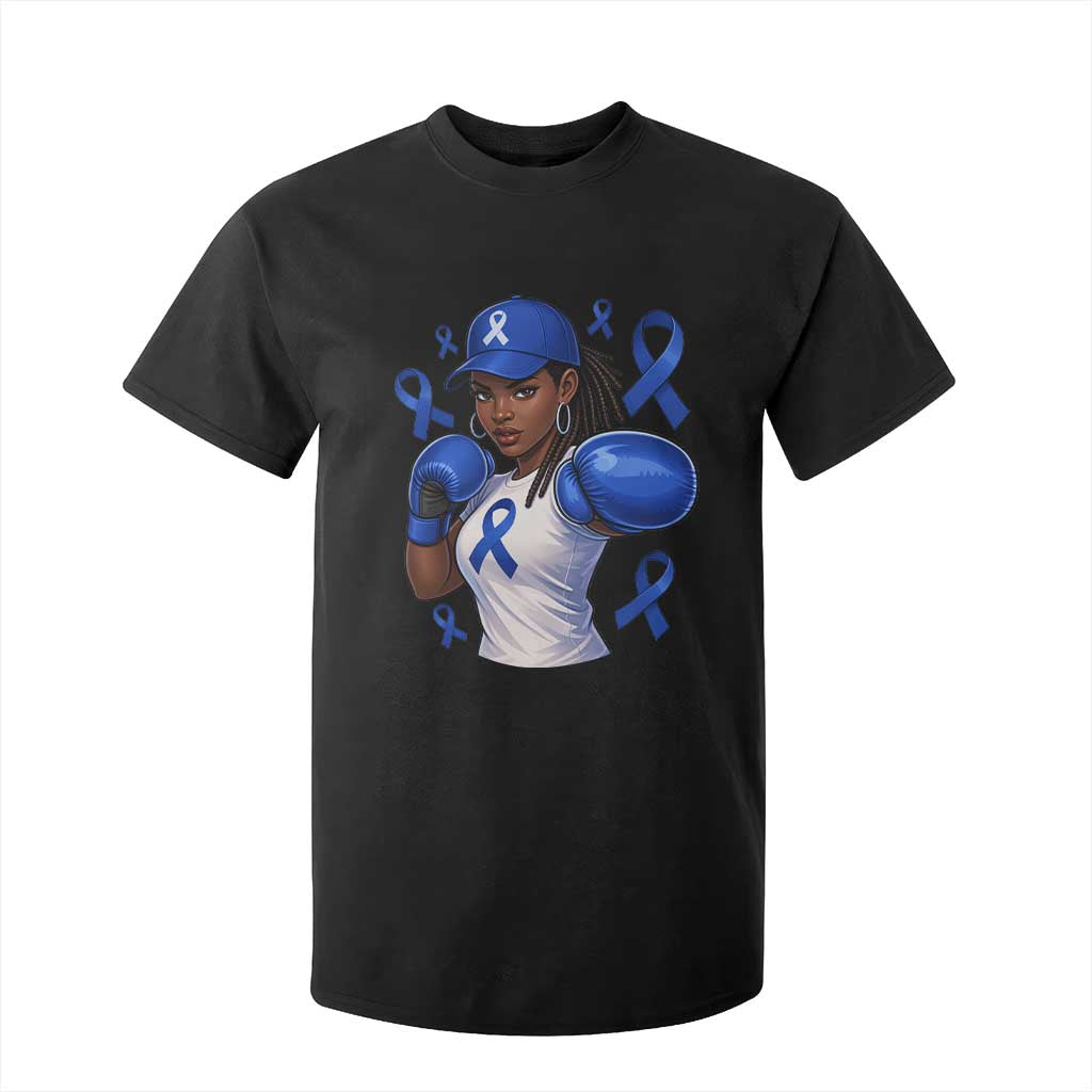 Black Women Fight Colon Cancer Blue Ribbon T Shirt For Kid African American Girls TS10 Black Print Your Wear