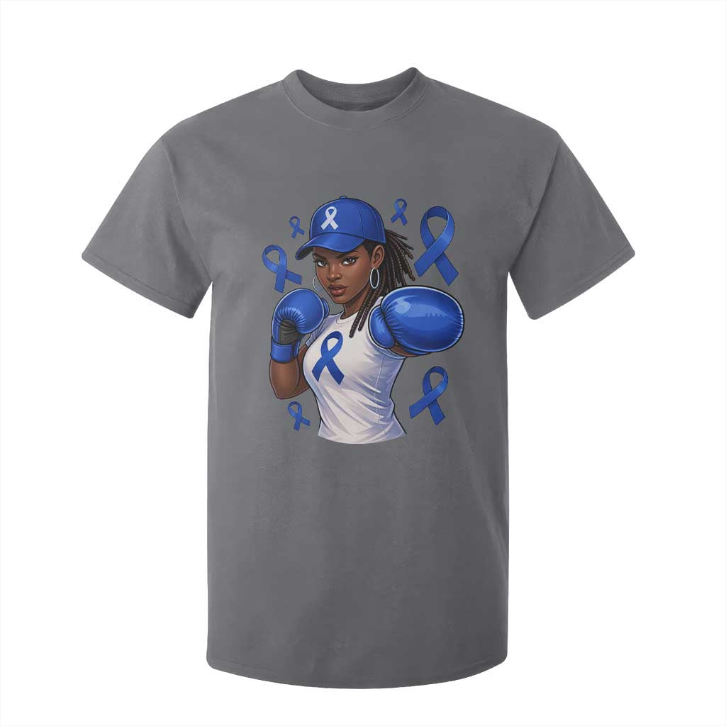 Black Women Fight Colon Cancer Blue Ribbon T Shirt For Kid African American Girls TS10 Charcoal Print Your Wear
