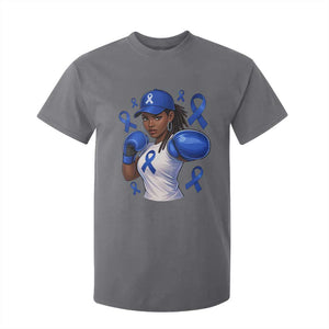Black Women Fight Colon Cancer Blue Ribbon T Shirt For Kid African American Girls TS10 Charcoal Print Your Wear