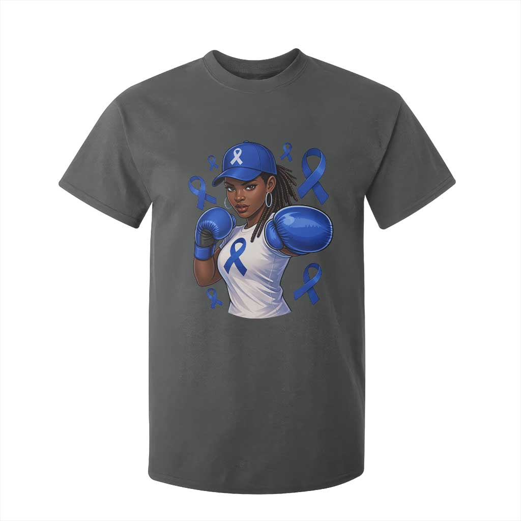 Black Women Fight Colon Cancer Blue Ribbon T Shirt For Kid African American Girls TS10 Dark Heather Print Your Wear