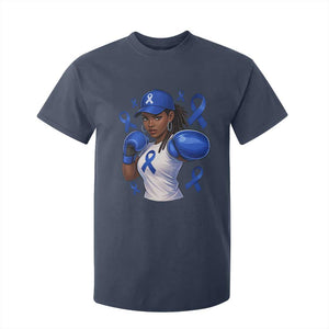 Black Women Fight Colon Cancer Blue Ribbon T Shirt For Kid African American Girls TS10 Navy Print Your Wear