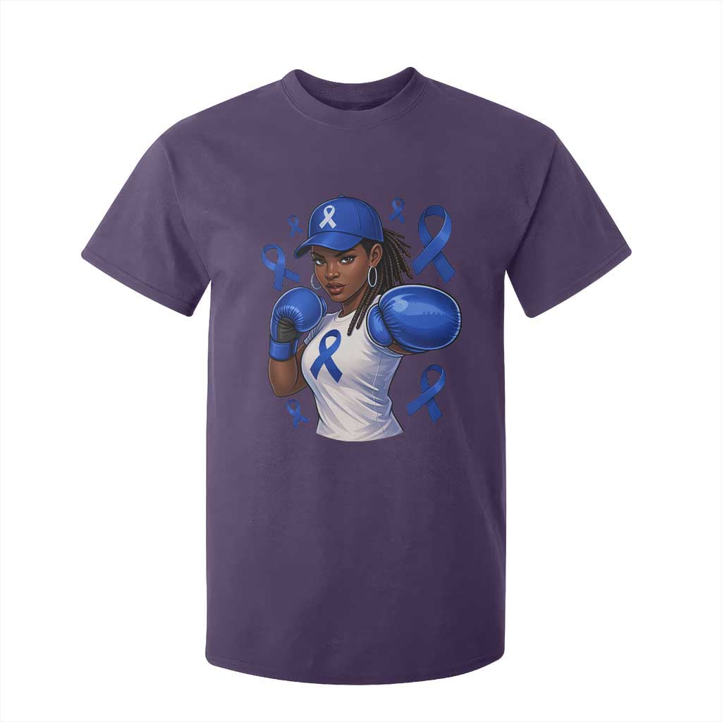 Black Women Fight Colon Cancer Blue Ribbon T Shirt For Kid African American Girls TS10 Purple Print Your Wear