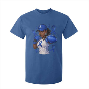Black Women Fight Colon Cancer Blue Ribbon T Shirt For Kid African American Girls TS10 Royal Blue Print Your Wear