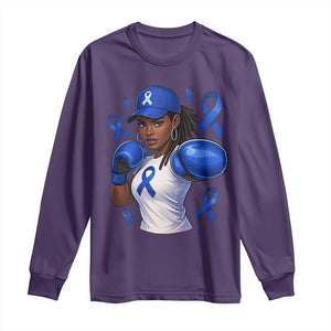 Black Women Fight Colon Cancer Blue Ribbon Long Sleeve Shirt African American Girls TS10 Purple Print Your Wear