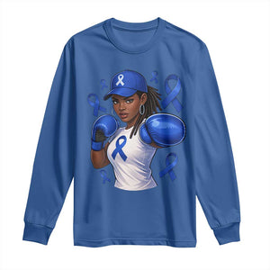 Black Women Fight Colon Cancer Blue Ribbon Long Sleeve Shirt African American Girls TS10 Royal Blue Print Your Wear