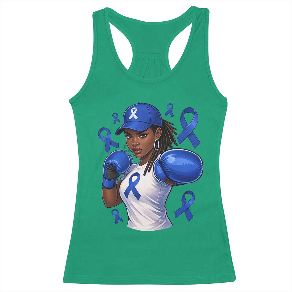 Black Women Fight Colon Cancer Blue Ribbon Racerback Tank Top African American Girls TS10 Irish Green Print Your Wear