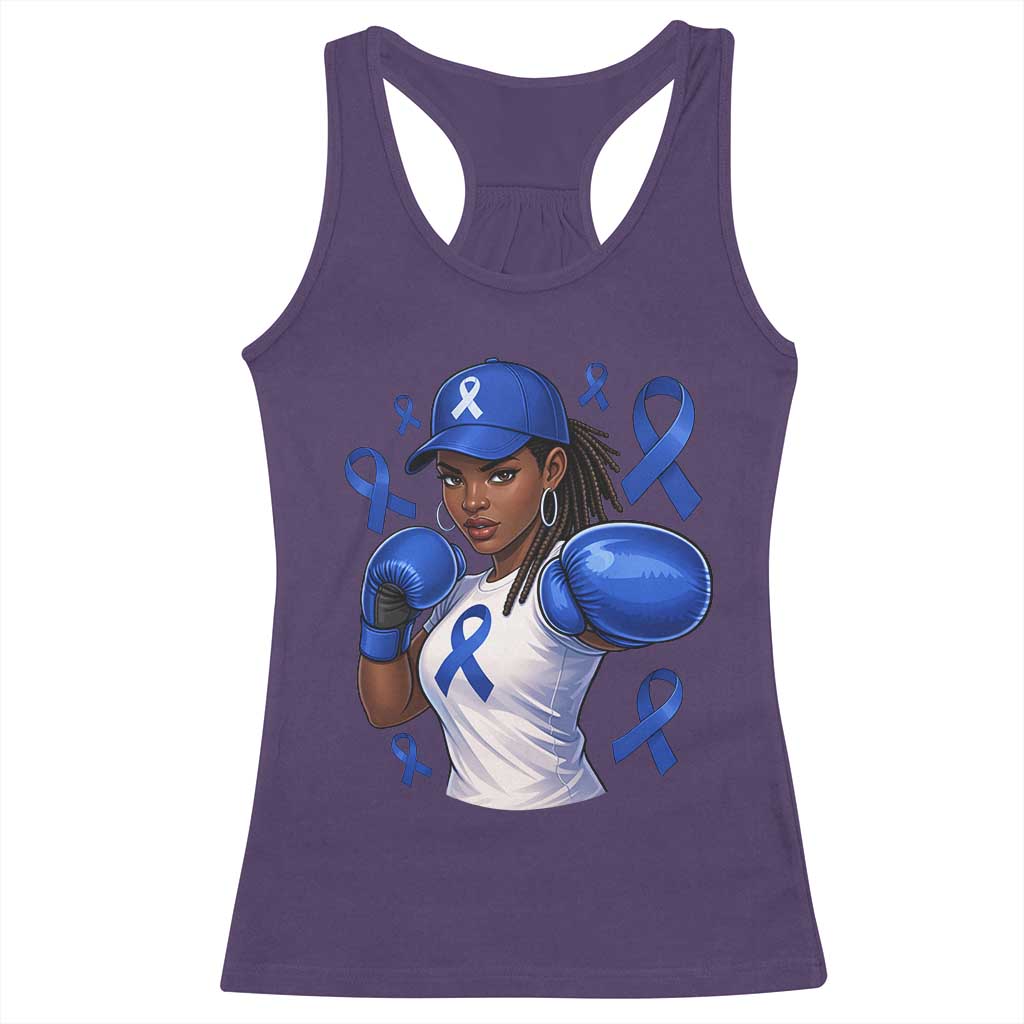 Black Women Fight Colon Cancer Blue Ribbon Racerback Tank Top African American Girls TS10 Purple Print Your Wear