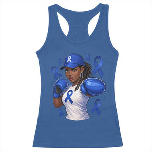 Black Women Fight Colon Cancer Blue Ribbon Racerback Tank Top African American Girls TS10 Royal Blue Print Your Wear