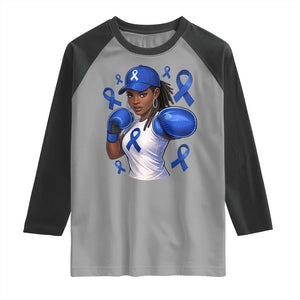 Black Women Fight Colon Cancer Blue Ribbon Raglan Shirt African American Girls TS10 Sport Gray Black Print Your Wear