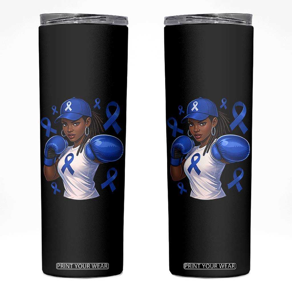 Black Women Fight Colon Cancer Blue Ribbon Skinny Tumbler African American Girls TS10 Black Print Your Wear