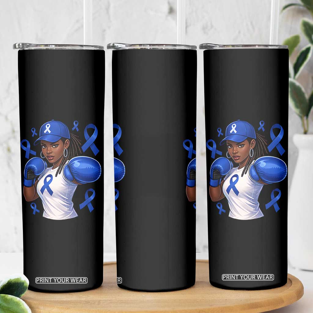 Black Women Fight Colon Cancer Blue Ribbon Skinny Tumbler African American Girls TS10 Print Your Wear