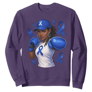 Black Women Fight Colon Cancer Blue Ribbon Sweatshirt African American Girls TS10 Purple Print Your Wear