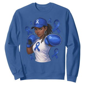 Black Women Fight Colon Cancer Blue Ribbon Sweatshirt African American Girls TS10 Royal Blue Print Your Wear